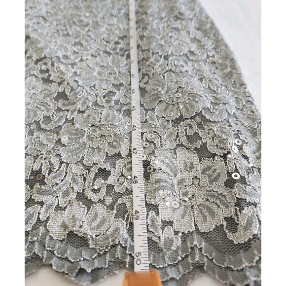 R & M Richards Silver Sequin Lace Stretch Midi Cocktail Wedding Guest Dress SZ14 - Picture 4 of 16
